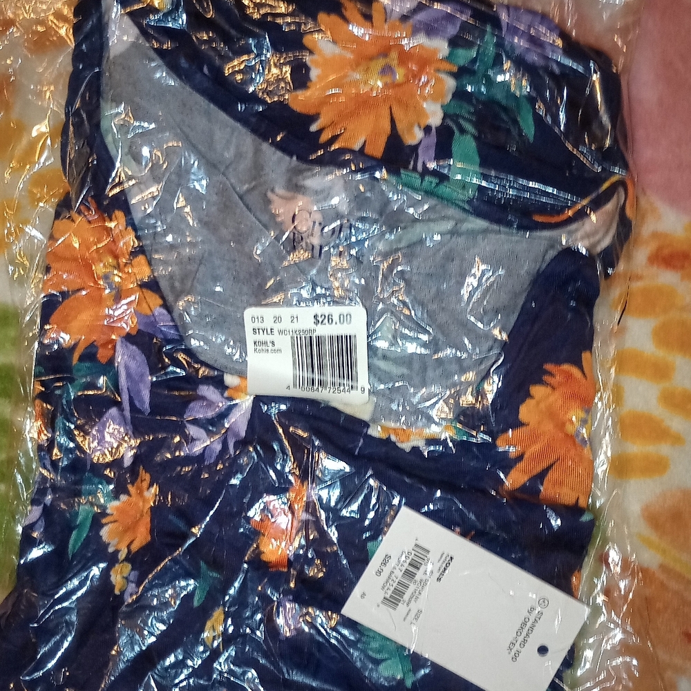 Floral Print Dress with Orange and Purple Flowers